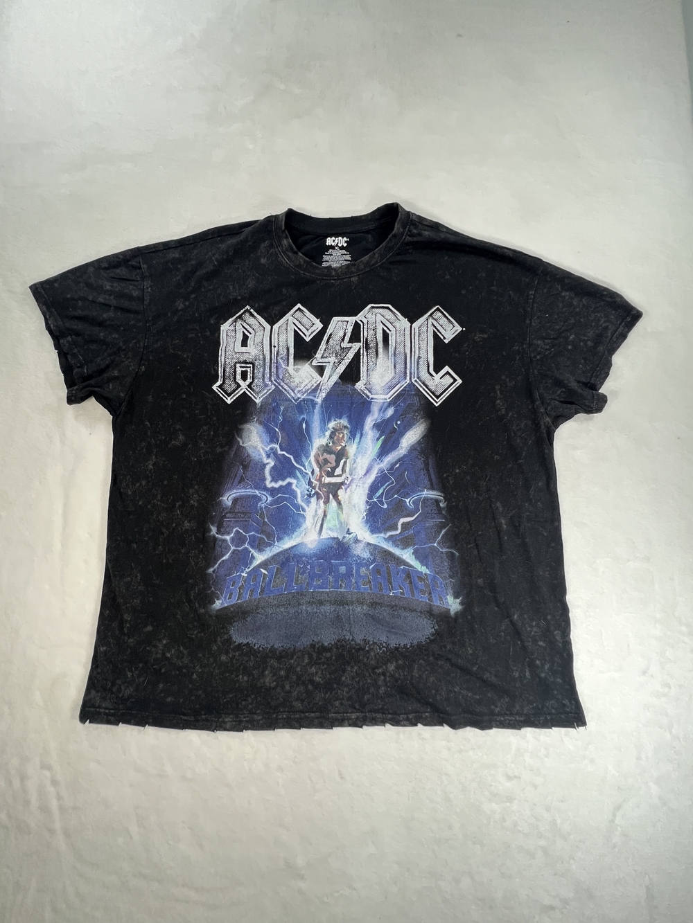 AC/DC Ballbreaker US Tour 1996 Graphic T-Shirt XL Black Mineral Wash Distressed